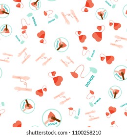 Donor blood seamless pattern in flat style. For textile, medicine and packaging design. Vector illustration