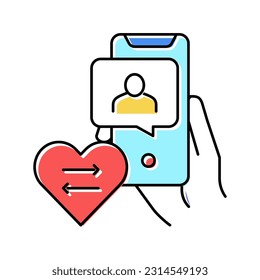 donor candidate phone message color icon vector. donor candidate phone message sign. isolated symbol illustration