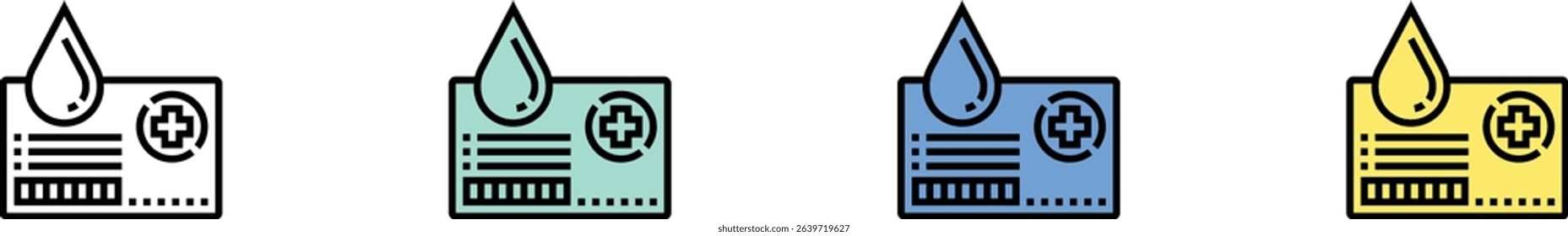 donor card icon. Outline, Green, Blue and Yellow Style Design Isolated On White Background
