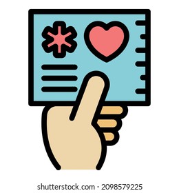 Donor card icon. Outline donor card vector icon color flat isolated