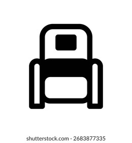 Silla del donante. Icono de Vector de trazo delineado con detalles rellenos de negro.