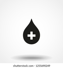Donor concept. Flat blood drop isolated