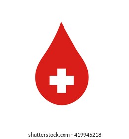 Donor Concept. Flat Blood Drop Isolated