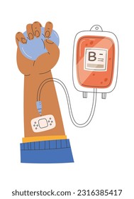 Donor Hand With Drop Counter And Ball Vector Illustration