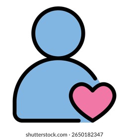 Donor icon flat line style illustration representing voluntary contribution and support, suitable for charity campaigns, medical donations, and nonprofit organization projects