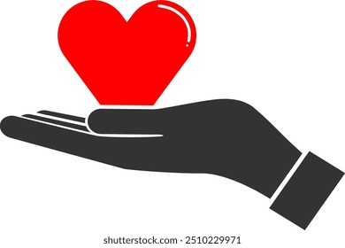 Ikon Donor, Ilustrasi Simbol Vektor warna hitam dan merah. Goresan yang Dapat Diedit.
