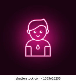 Donor man neon icon. Elements of Blood donation set. Simple icon for websites, web design, mobile app, info graphics
