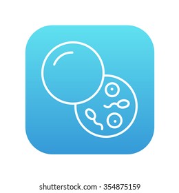 Icono de la línea de esperma del donante para web, móviles e infografías. Icono de blanco vector en el cuadrado de gradiente azul con esquinas redondeadas aisladas en fondo blanco.