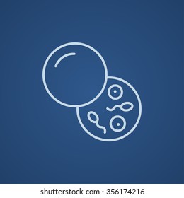 Icono de la línea de esperma del donante para web, móviles e infografías. Icono azul claro del vector aislado en fondo azul.