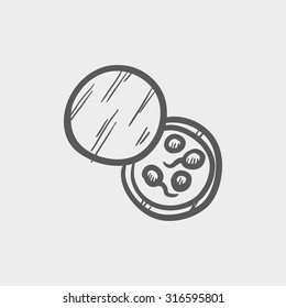 Icono de esbozo de esperma del donante para web, móviles e infografías. Icono de gris oscuro vector dibujado a mano aislado en fondo gris claro.