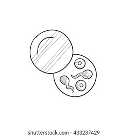 Icono de esbozo del vector esperma del donante aislado en el fondo. Icono del esperma del donante dibujado a mano. Icono de esbozo del esperma del donante para infografía, sitio web o aplicación.