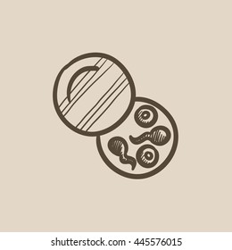 Icono de esbozo del vector esperma del donante aislado en el fondo. Icono del esperma del donante dibujado a mano. Icono de esbozo del esperma del donante para infografía, sitio web o aplicación.