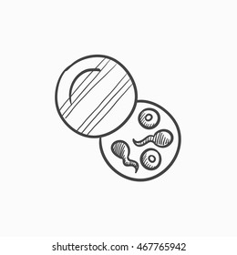 Icono de esbozo del vector esperma del donante aislado en el fondo. Icono del esperma del donante dibujado a mano. Icono de esbozo del esperma del donante para infografía, sitio web o aplicación.