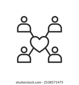 Donor Support Group, in line design. Donor, support, group, charity, community, help, giving on white background vector. Donor Support Group editable stroke icon