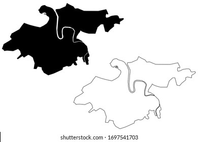 Donostia-San Sebastian City (Kingdom of Spain, Basque Country) map vector illustration, scribble sketch City of Donostia San Sebastian map