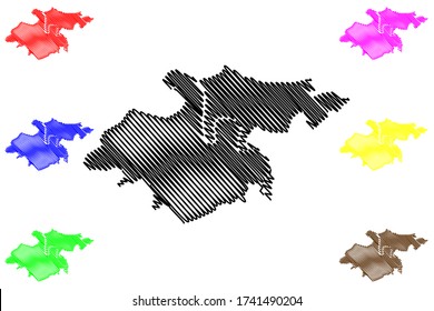 Donostia-San Sebastian City (Kingdom of Spain, Basque Country) map vector illustration, scribble sketch City of Donostia San Sebastian map