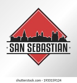 Donostia-San Sebastian, Gipuzkoa, Spain Skyline Logo. Adventure Landscape Design Vector City Illustration Vector illustration.