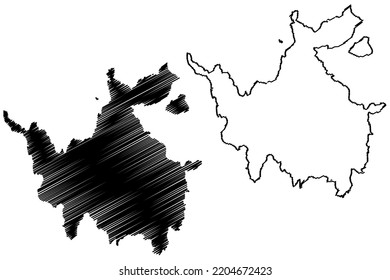 Donousa island (Hellenic Republic, Greece) map vector illustration, scribble sketch Donousa map
