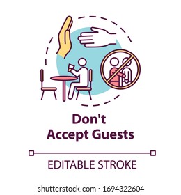 Don't accept guests concept icon. Self-isolation precaution for health care. Avoid visitors. Quarantine idea thin line illustration. Vector isolated outline RGB color drawing. Editable stroke