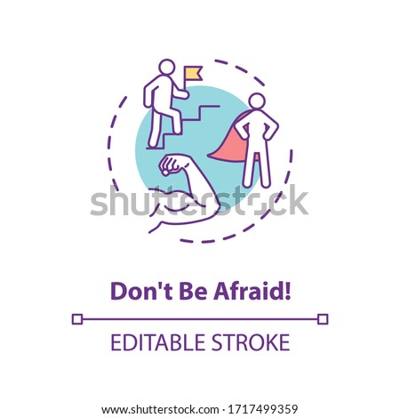 Dont be afraid concept icon. Overcoming fear, stress management idea thin line illustration. Self confidence, resolve and determination. Vector isolated outline RGB color drawing. Editable stroke