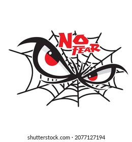 Don't be afraid  spider web illustration image sticker white background
