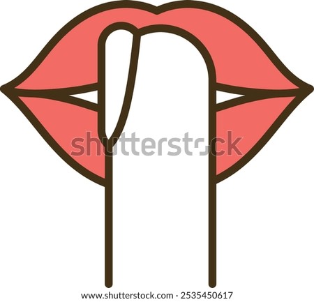 don't be loud icon finger lips flat design  vector design isolated background