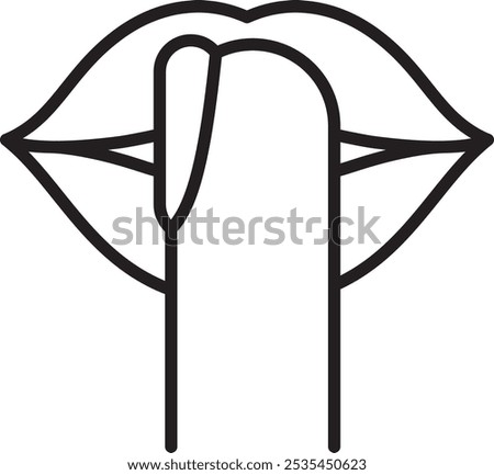 don't be loud icon finger lips outline  vector design isolated background