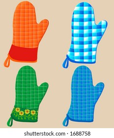 Don't burn your fingers baking vector cookies; choose one of these four comfy quilted Oven Mitts.