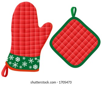 Don't Burn Your Fingers Baking Those Vector Christmas Cookies This Year; Use This Comfy Quilted Holiday Oven Mitt And Potholder.