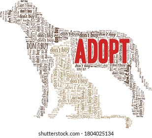 Don't buy - adopt vector illustration word cloud isolated on a white background.