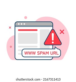 don't click spam URL, suspicious and dangerous hyperlink concept illustration flat design vector eps10. modern graphic element for landing page, empty state ui, infographic, icon