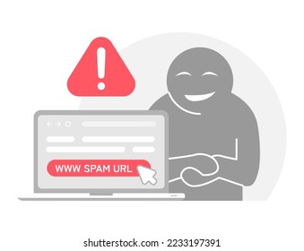 don't click spam URL, suspicious and dangerous hyperlink concept illustration flat design vector eps10. modern graphic element for landing page, empty state ui, infographic, icon