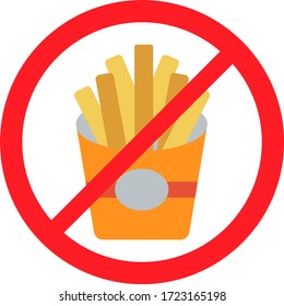 Dont consume the junk food in daylight during ramadan vector Color Icon Design, Avoid Fries while fasting concept, Ramazan kareem and Islamic Symbols on white background,