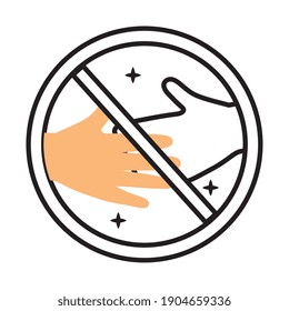 dont contact reopening sticker half line style icon vector illustration design