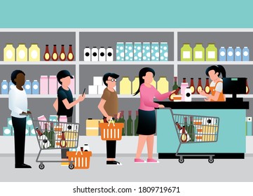 Dont Crowding Supermarket Avoid Congestion While Stock Vector (Royalty ...