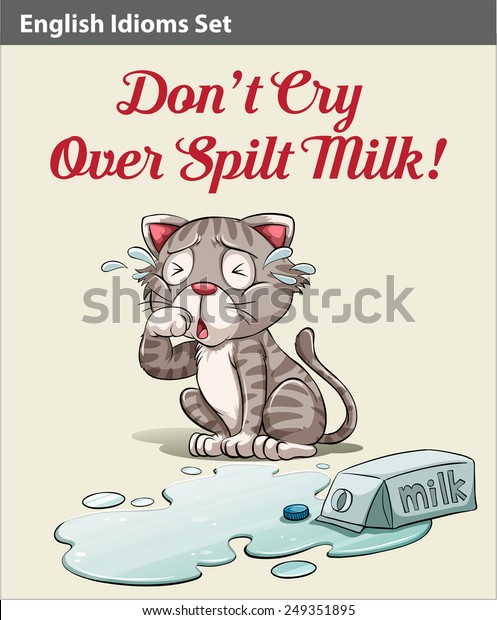 Don t Cry Over Spilt Milk Idiom Showing A Crying Cat