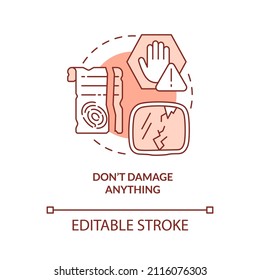 Dont damage anything terracotta concept icon. Escape room abstract idea thin line illustration. Not use physical force. Isolated outline drawing. Editable stroke. Arial, Myriad Pro-Bold fonts used