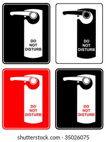 Don't disturb - stylized vector sign. Label on hotel door. Door handle.