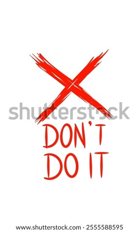 dont do it font with red cross with white border without background
