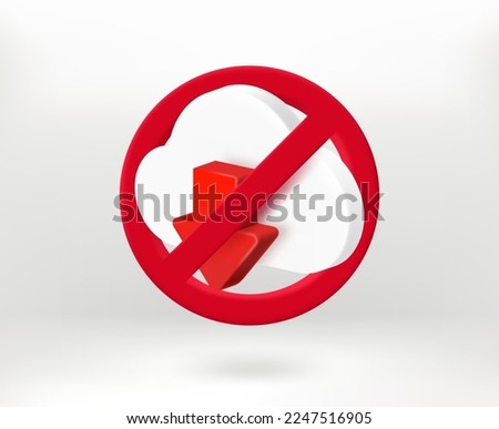 Dont download concept with cloud icon. 3d vector illustration