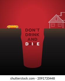 Don't drink and drive Concept. Drunk driving is not allowed. Drink and drive awareness. Car driving home.