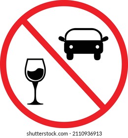 Don't drink and drive icon on white background. STOP! No alcohol sign. flat style.