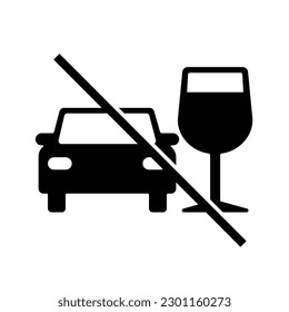 Don't drink and drive pictogram sign, Prohibition symbol, Simple flat design, Vector Illustration