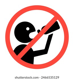 Don't drink icon. No alcohol sign. Drunk men not allowed ban symbol. Do not swallow warning sign. No drinking zone stop icon isolated.