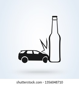Don't drive drunk. Car Accident White Background With