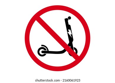 Don't drive an electric scooter here. Please no scooters, red prohibition sign. It is forbidden to park electric scooters here