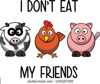 Dont Eat My Friends Vegetarian Vector Stock Vector (Royalty Free ...