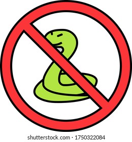 Dont Eat Snake, Forbidden consumption Cobra and raptiles vector Color icon design, Coronavirus disease COVID-19 prevention concept, Stop eating wild animals meat on white background,