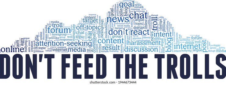 Don't feed the trolls vector illustration word cloud isolated on a white background.