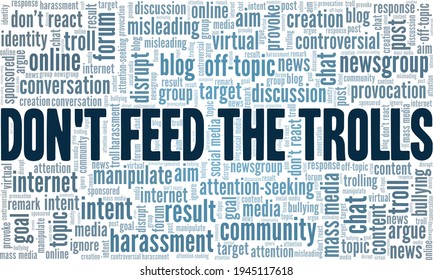Don't feed the trolls vector illustration word cloud isolated on a white background.